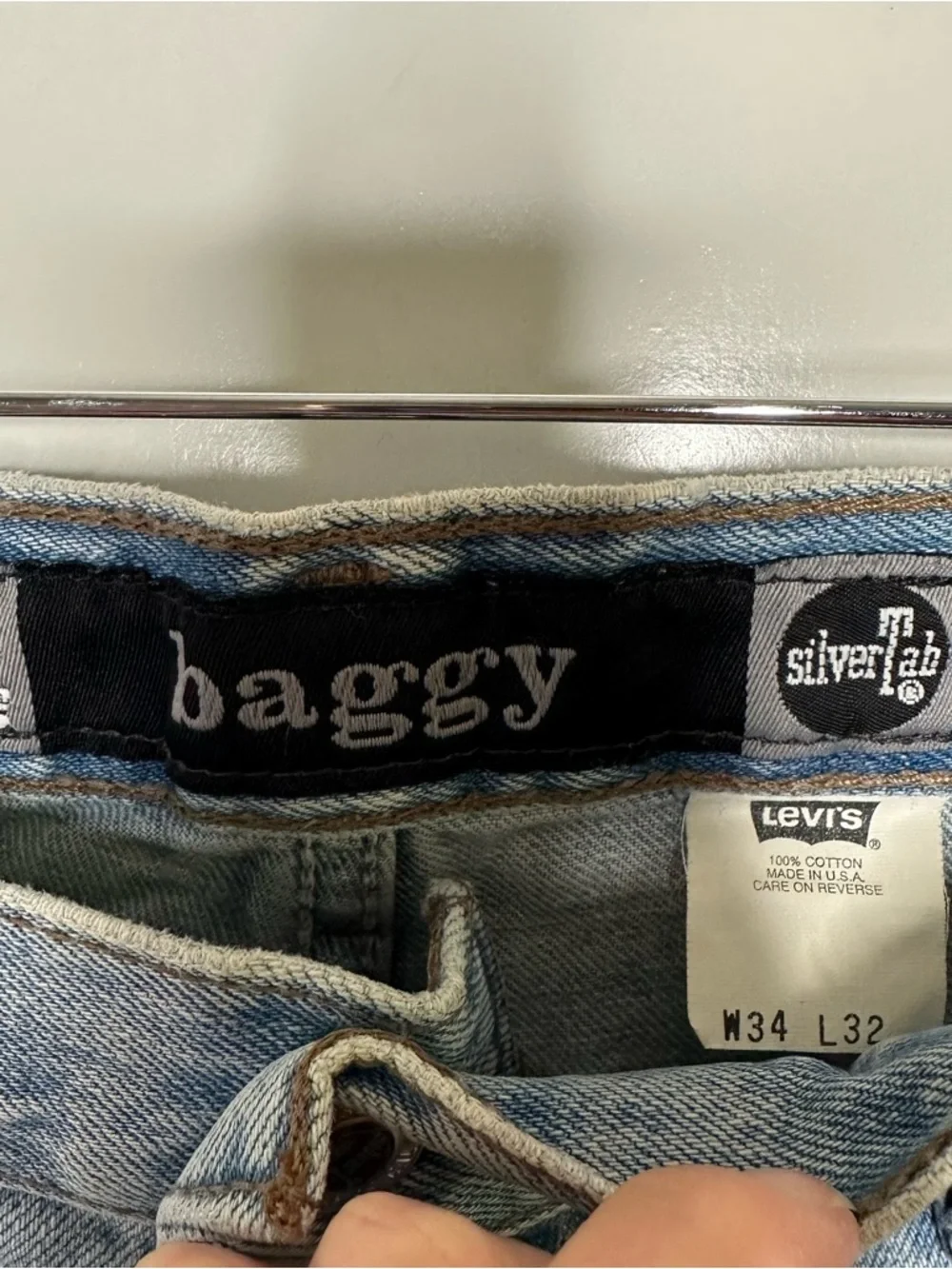 Levi’s Vintage SilverTab Baggy Jeans Y2K 90’s Made in USA Light Wash 34x32